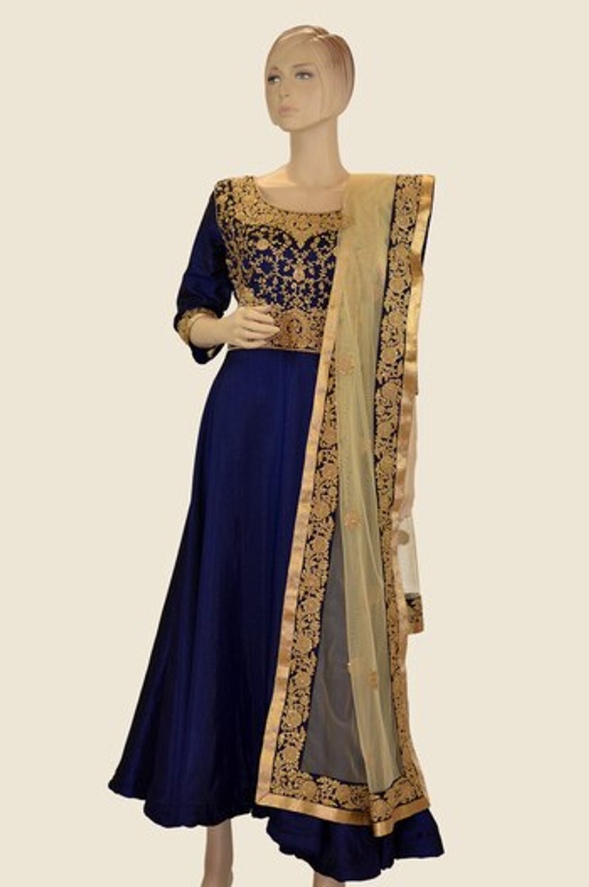 Designer, Reception Blue color Georgette fabric Gown : 1880025